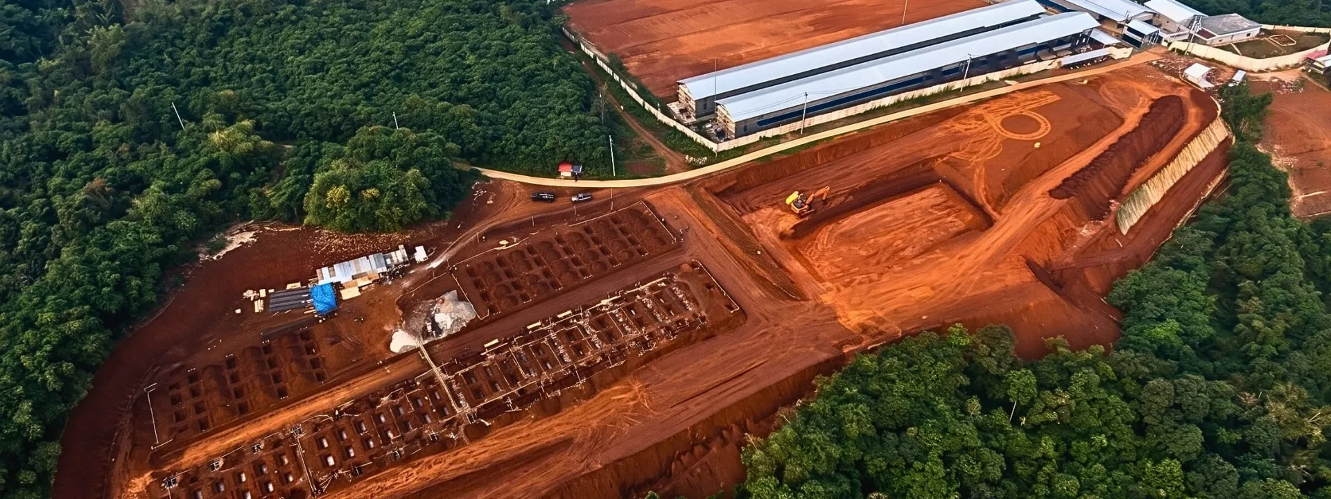Foto udara lokasi proyek kandang pembesaran DOC di Cigudeg, Bogor